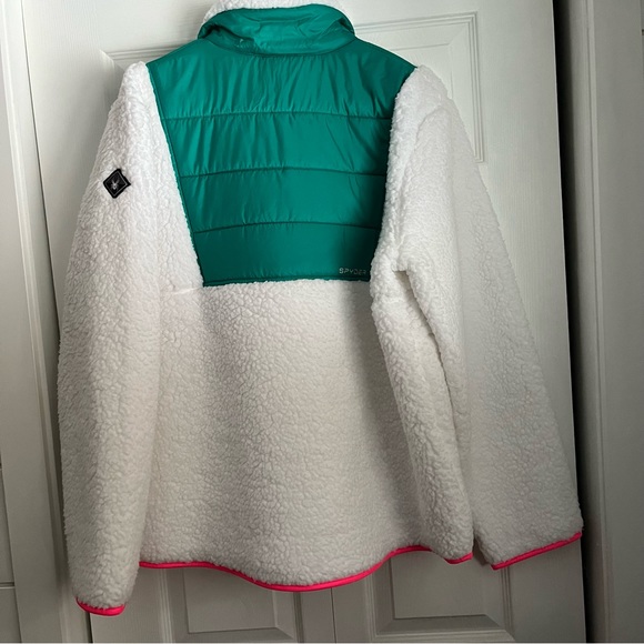 SPYDER Boulder Anorak WOMAN’s XL 1/4 zip thick sherpa jacket (Neon Pink Trim) - Picture 8 of 8